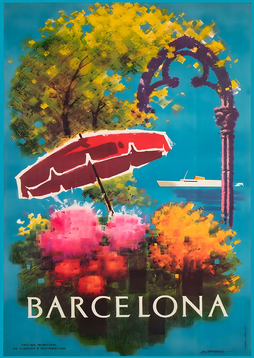 Bright Colourful Barcelona Travel Poster Canvas Print & Poster Wall Art - AI PRINT LAB